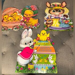 Vintage Easter Cardboard Die Cut Lot of 3. 1960’s  & 1970’s